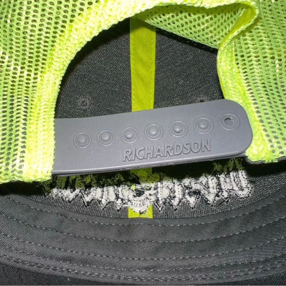 Diesel Freak Snap Back Hat Richardson Style 112 Neon Green Gray Mesh